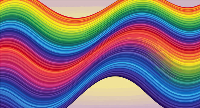 Fundo abstrato vibrante com linhas onduladas em um espectro de arco-&iacute;ris, criando um design colorido e din&acirc;mico.