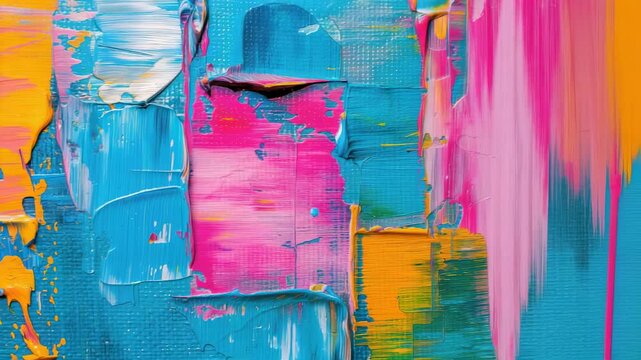 Close-up of textured paint strokes in vibrant colors