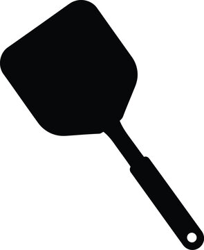 Black Silhouette of Fly Swatter Icon Isolated on White Background for Pest Control Concepts