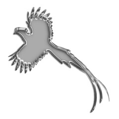 Glass metallic bird abstract design element isolated on white