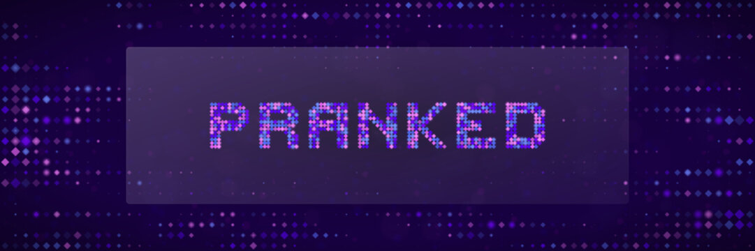 Retro pixel art pranked text for April Fools Day social media joke and gaming prank