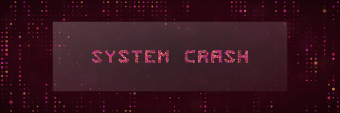 Cybersecurity System Crash Warning Message on Digital Glitch Background