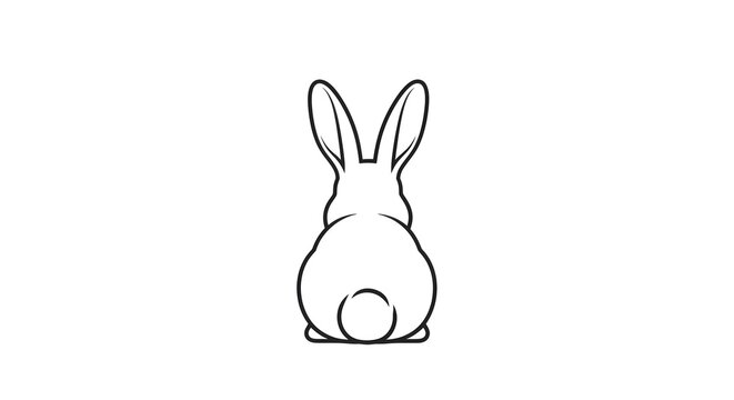 A simple line drawing of a rabbit sitting with its back to the viewer