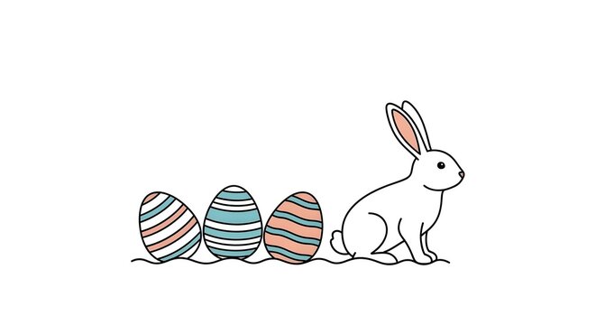 Easter bunny with colorful eggs