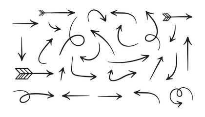 handrawn arrow doodles and direction vector collection set