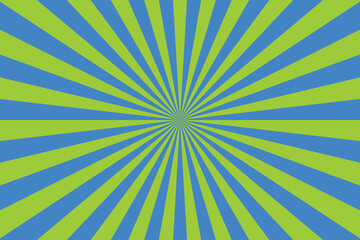 Obraz premium Bright lime green and blue sunburst pattern radiating from the center creates a vibrant visual background