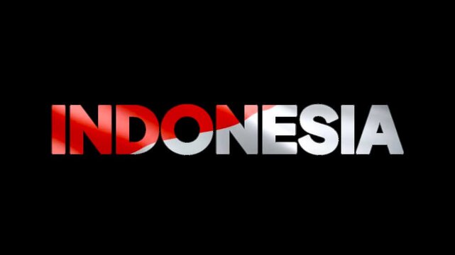 Text that says "Indonesia" masked by the red and white flag. A very subtle unity of flag and text. August 17th. Indonesian independence.