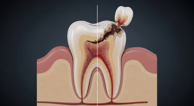 Dental Cavity Tooth Decay Illustration Cross Section