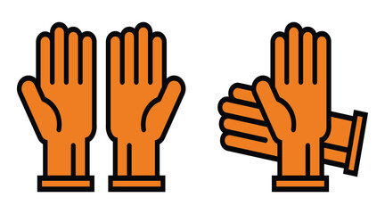 Obraz premium Orange rubber glove icons on white background for protection