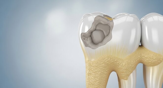 Dental Cavity Tooth Decay Illustration Amalgam Filling
