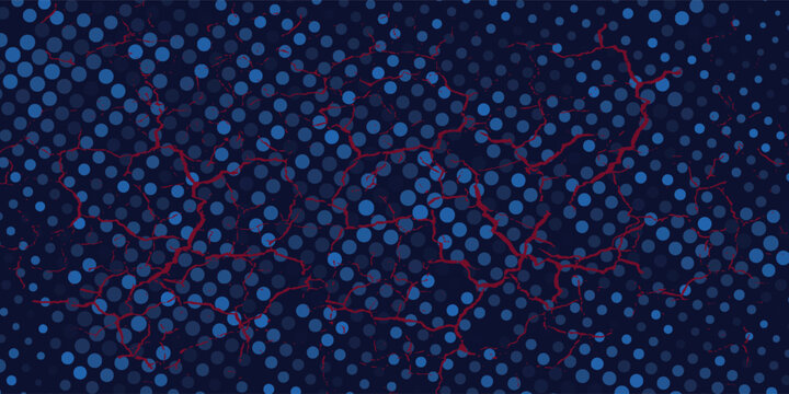 High speed dot moving technology concept. stripes halftone with blue light. speed movement pattern and motion blur over dark blue background. Vector Illustration.