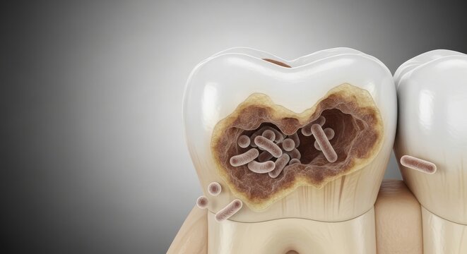 Dental Cavity Tooth Decay Bacteria Illustration