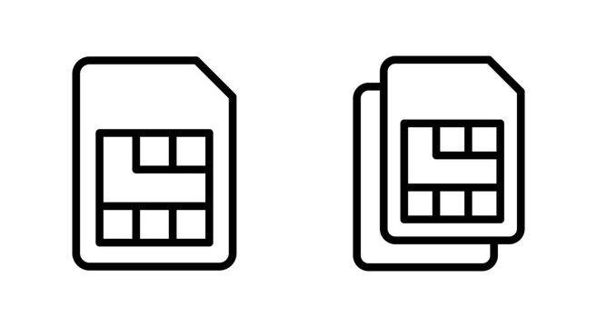 Sim card icon symbol for apps and websites. dual sim card sign and symbol