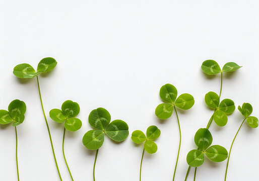 A group of small green leaves on thin stems