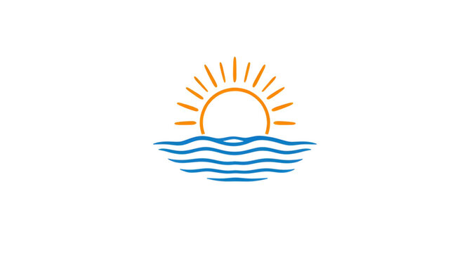 coastalwaves, sunoceanlogo, sun, ocean, waves, logo, minimalist, seaside, beach, water, marine, coastal, horizon, nature, emblem, vector, illustration