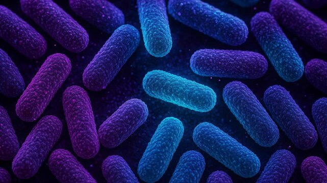 Bacterial realm: A captivating close-up of a vibrant assortment of rod-shaped bacteria, showcasing a mesmerizing blend of colors, hinting at the unseen world of microbiology.