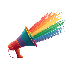 Fototapeta premium A colorful megaphone with rainbow colors on transparent background generative ai, ai, generative
