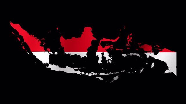 Silhouette of indonesia overlaid with indonesian flag, perfect for travel posters, cultural presentations, websites, and educational materials. Perfectly captures indonesian essence.