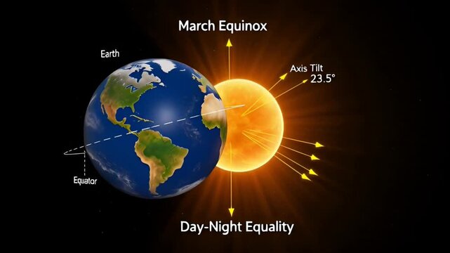 Earth Tilt Animation Explaining March Equinox and Seasonal Change