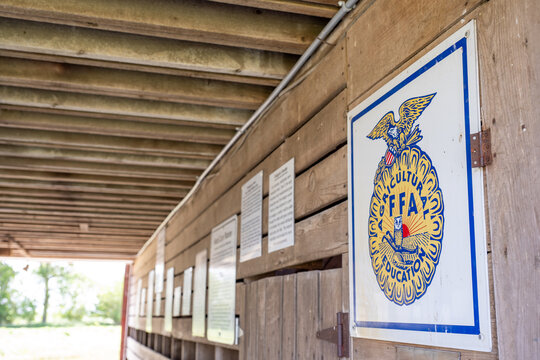 Hawkeye Point, Iowa, USA - 6.21.2025: FFA educational center showcasing agricultural heritage and values in rural community during sunny afternoon