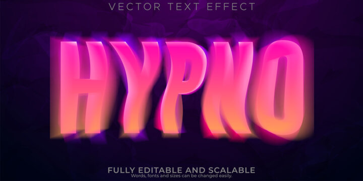 Blurry pink color hypno word text effect. vector text effect
