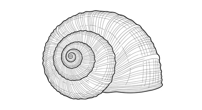 A detailed vector illustration of a snail shell in a minimalist line art style