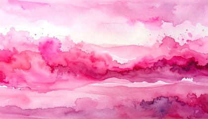 Obraz premium Dreamy watercolor landscape in shades of pink evokes tranquility and serenity