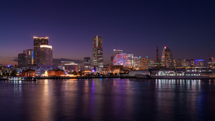 Obraz premium Yokohama Minato-mirai city view at night