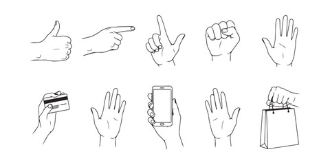hand illustration. Hand Gesture Icons Set Everyday Hands for Business and Communication