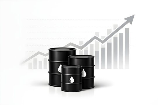 Bidones de petr&oacute;leo y gr&aacute;fica de subida de precios.