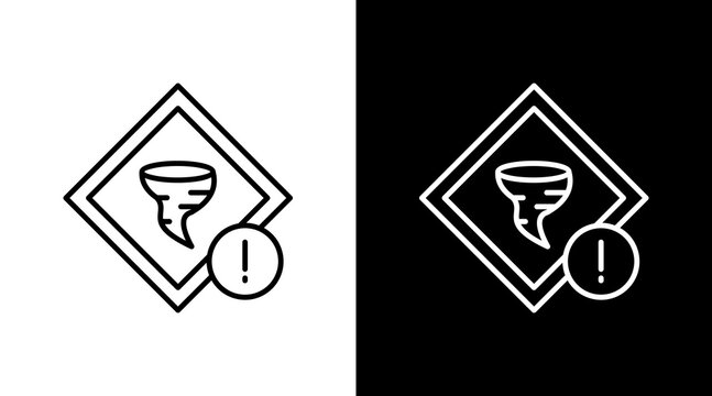 Tornado Warning Outline White Icon Set Design