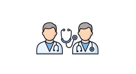 Obraz premium Two Doctors Icon Duo Representing Medical Teamwork and Care. Vector Icon. EPS Editable