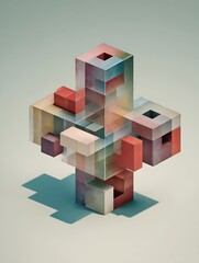Obraz premium geometric blocks forming hospital structure, healthcare infrastructure concept