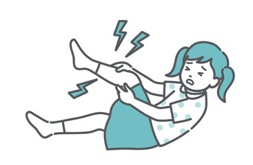 Fototapeta premium 足の痛みやこむら返りで苦しむ女の子（子供）のイラスト