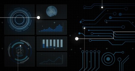Displaying six translucent panels on left of HUD grid, showing radar, charts, circuits, copy space