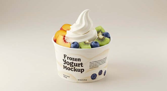 Delicious Frozen Yogurt Cup Mockup with Fresh Fruit Toppings