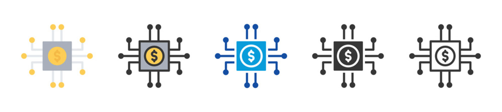 fintech icon set multi style various collection