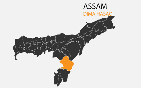Assam png map with districts, Indian state Assam district map, Assam Dima Hasao
