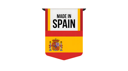 Fototapeta premium Vibrant Made in Spain label with Spanish flag colors and coat of arms