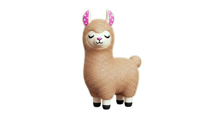Fototapeta premium Cute 3D Rendered Llama Toy with Pink Polka Dot Ears