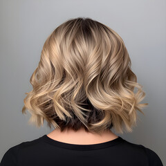 Fototapeta premium Voluminous Curly Hairstyle for Women Back View