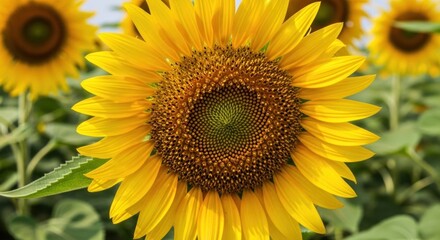 Obraz premium Close-up of a bright yellow sunflower.