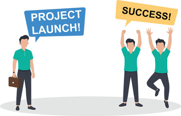 Project Launch Success, Team Milestone Achievement, Celebrating Goal Completion, Successful Project Delivery, Winning Team Collaboration