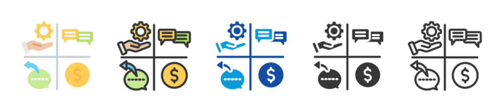 employee assistance program icon set multi style various collection