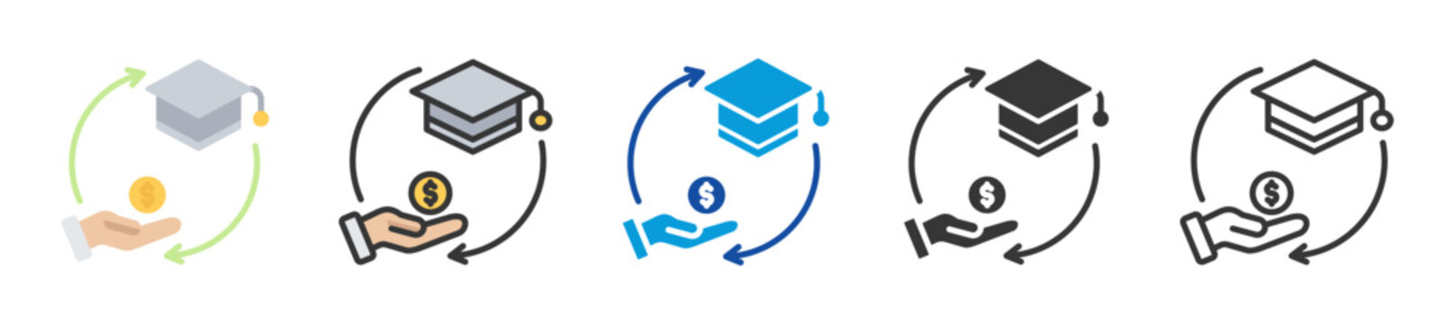 tuition reimbursement icon set multi style various collection
