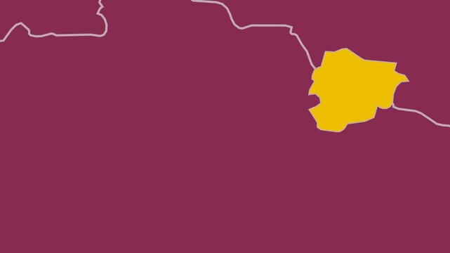 Andorra map. Animated zoom into the country on the Globe in Pale Mint Dark Pink color palette. Country logo animation with round text and airplanes. Map with meridians, parallels. Vibrant video.