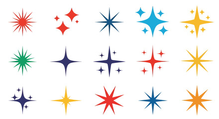 Fototapeta premium Sparkling Stars Vector Illustration, Flat Design, for Festive Celebrations and Decorations