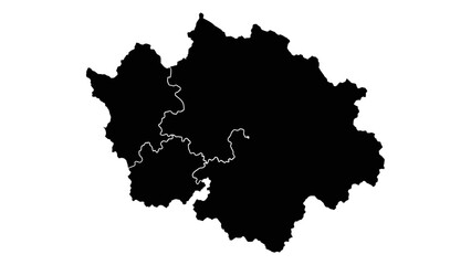 Fototapeta premium Black silhouette map of the Czech Republic administrative borders and regions