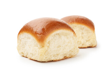 Two fresh tasty buns isolated on white