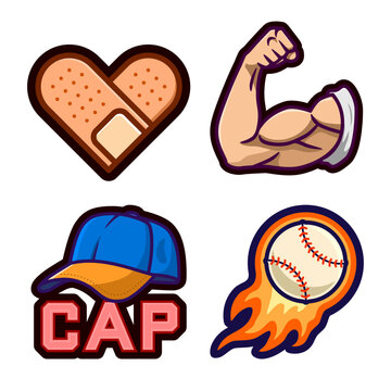 vector set of baseball emote